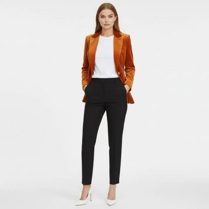 Women's Black Gold Tailored Blazer in Orange