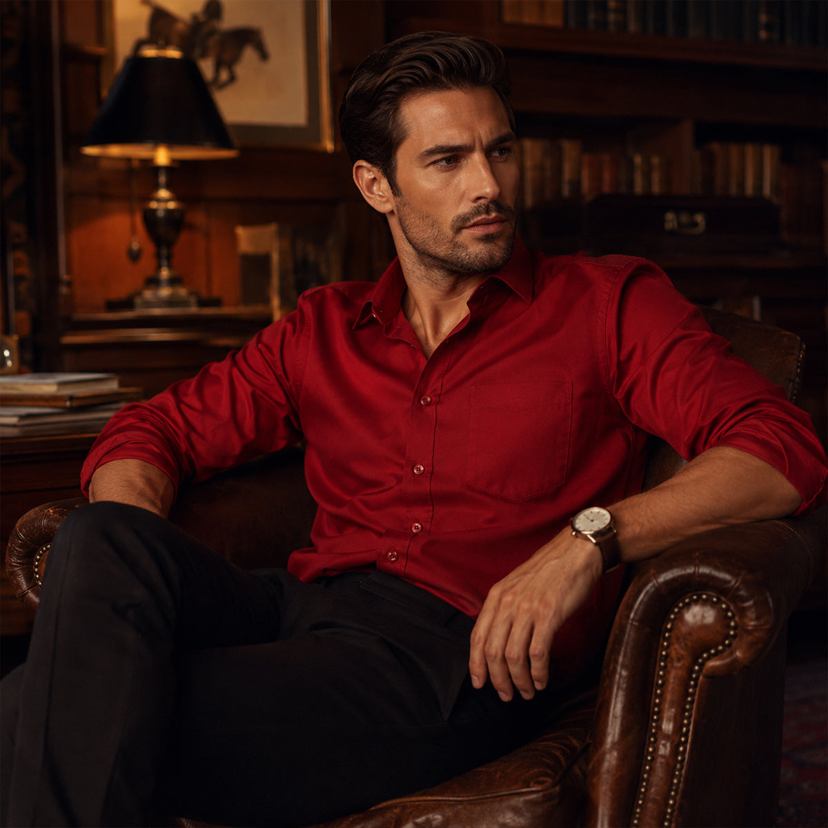 Men's Red Slim Fit Shirt
