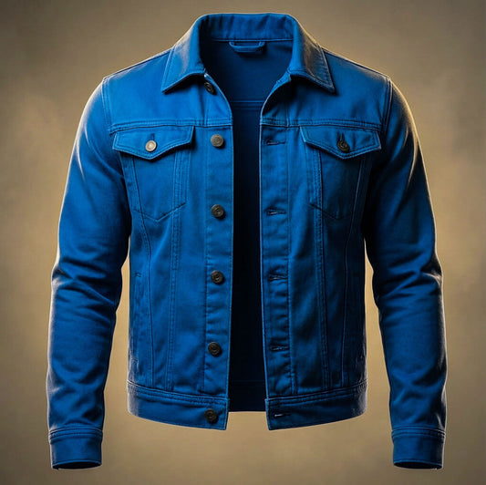 Men's Azure Blue Denim Jacket in Azure Blue