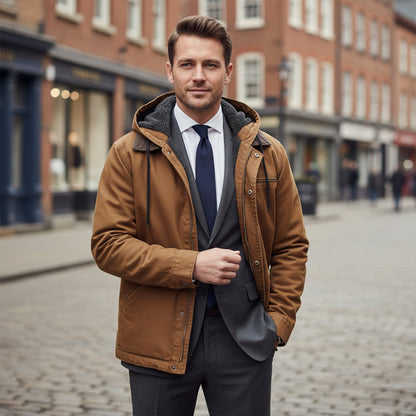 Men's Hooded Fleece Lined Winter Coat