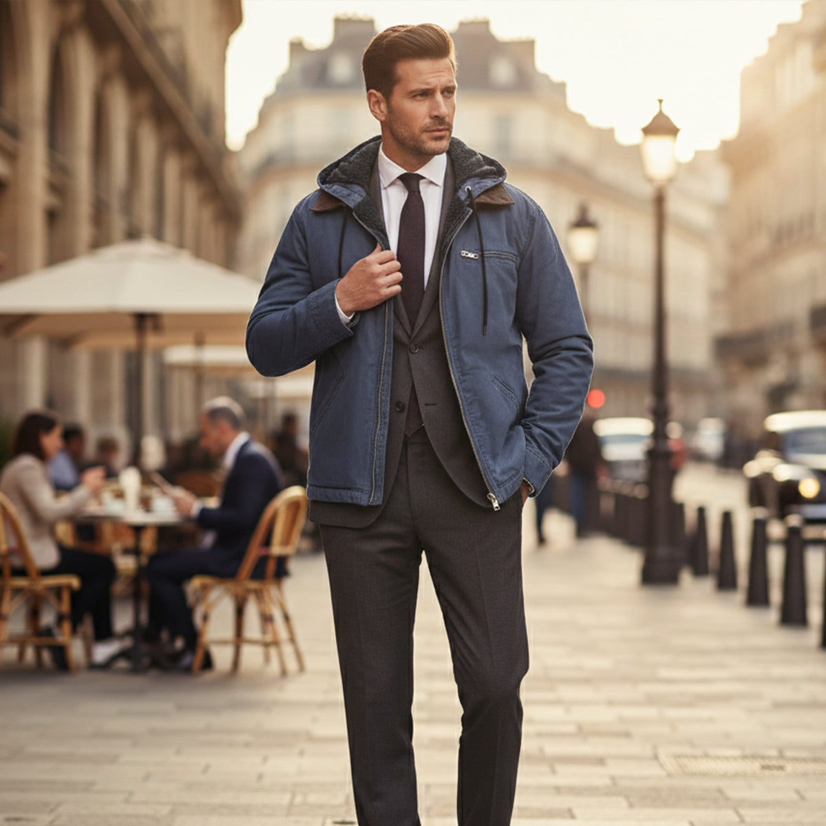 Men's Hooded Fleece Lined Winter Coat