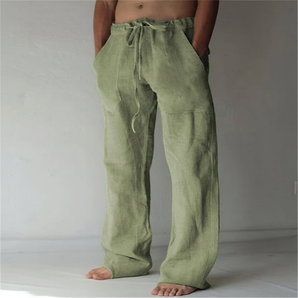 Men's Dark Blue Casual Lightweight Trousers in Green