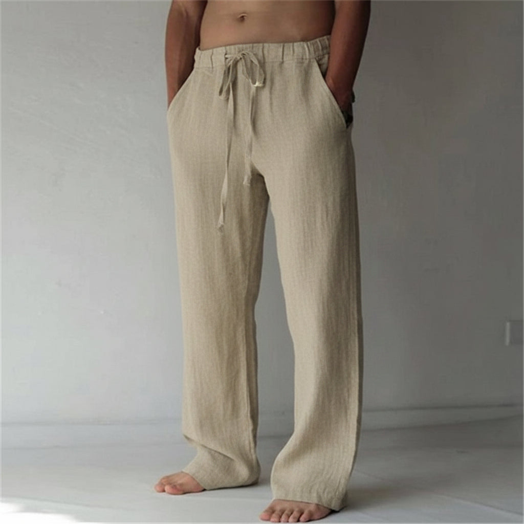 Men's Dark Blue Casual Lightweight Trousers in Khaki