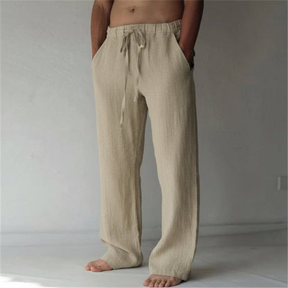 Men's Dark Blue Casual Lightweight Trousers in Khaki