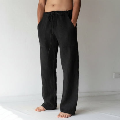 Men's Dark Blue Casual Lightweight Trousers in Black
