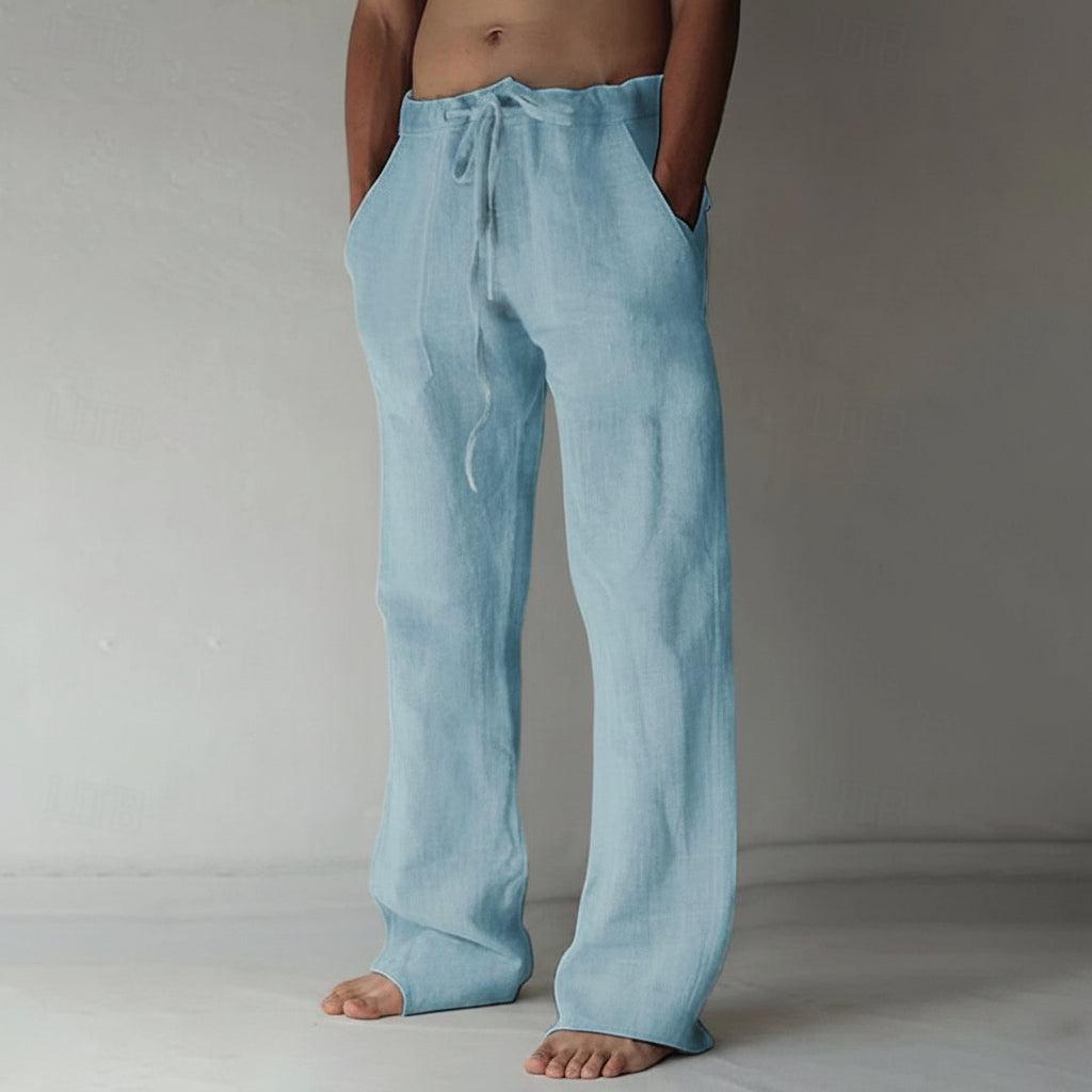 Men's Dark Blue Casual Lightweight Trousers in Blue