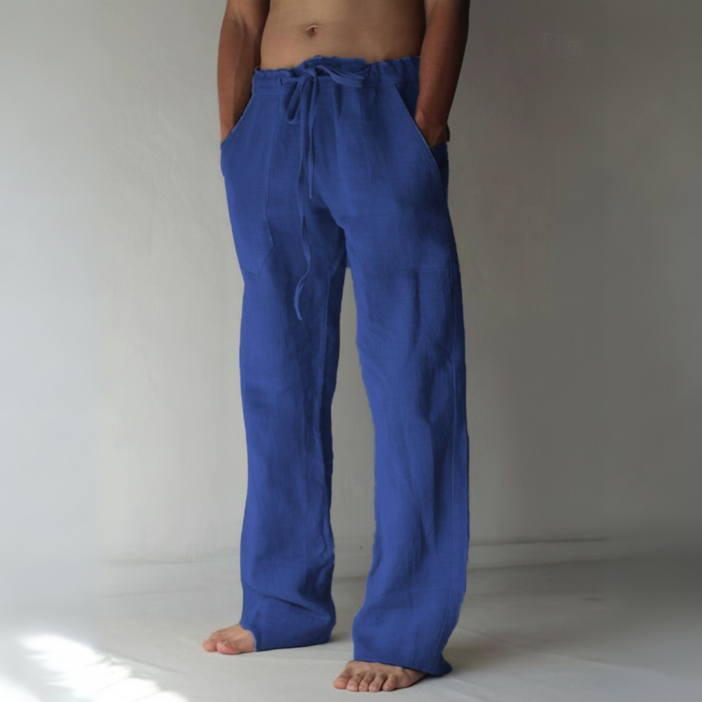 Men's Dark Blue Casual Lightweight Trousers
