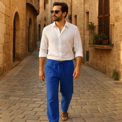 Men's Dark Blue Casual Lightweight Trousers