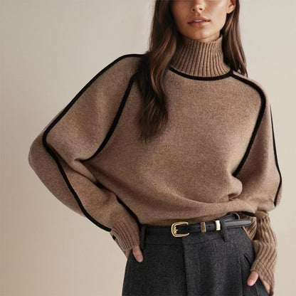Women's Contrast Piping Roll Neck Knitted Jumper view 2