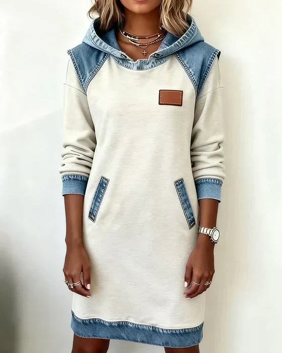 Women's Hooded Casual Midi Dress view 2