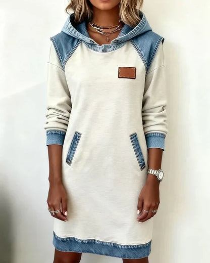 Women's Hooded Casual Midi Dress view 2