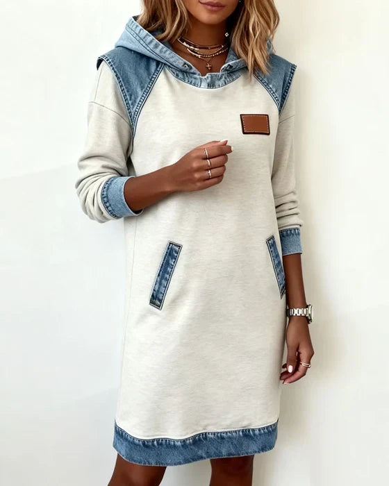 Women's Hooded Casual Midi Dress view 3