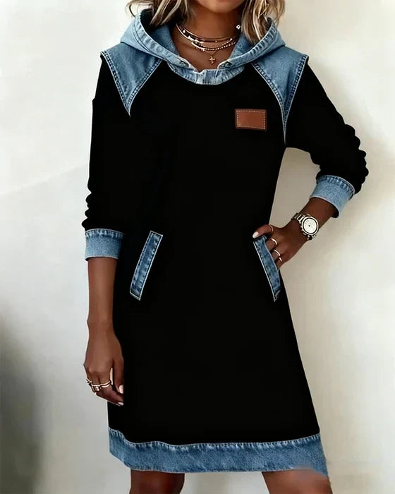 Women's Hooded Casual Midi Dress view 4