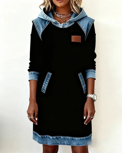 Women's Hooded Casual Midi Dress view 5
