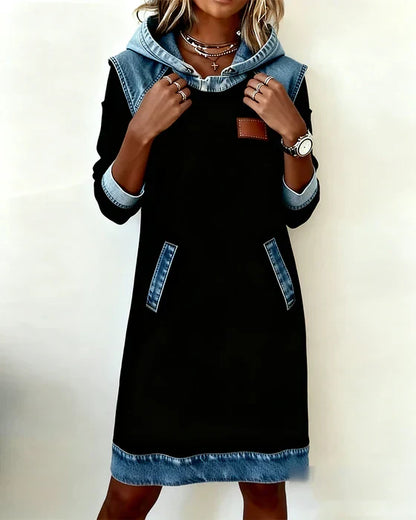 Women's Hooded Casual Midi Dress view 6