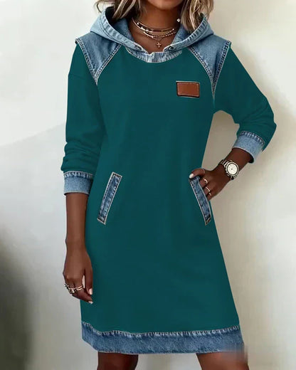 Women's Hooded Casual Midi Dress view 7