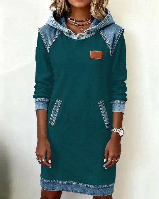 Women's Hooded Casual Midi Dress view 8