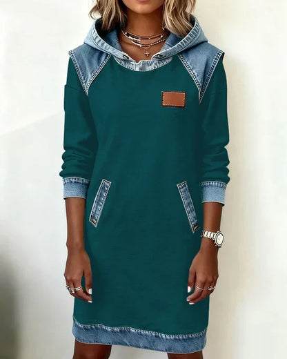 Women's Hooded Casual Midi Dress view 8