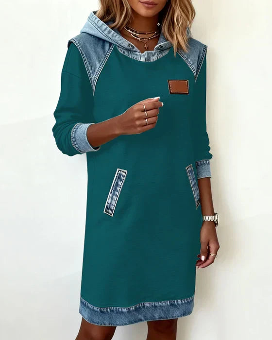 Women's Hooded Casual Midi Dress view 9