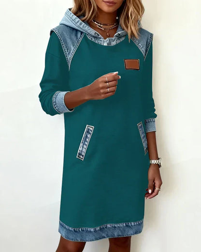 Women's Hooded Casual Midi Dress view 9