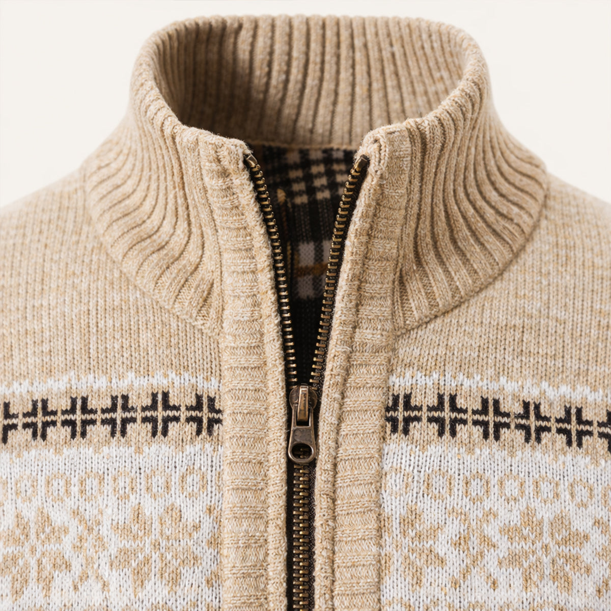 Men's Checked Knitted Zip Up Cardigan view 4