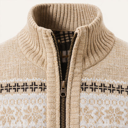 Men's Checked Knitted Zip Up Cardigan view 4