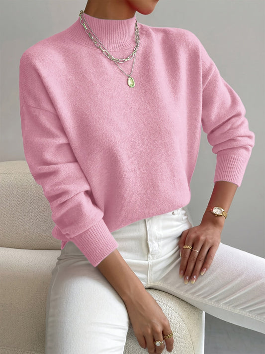 Women's Knitted Long Sleeve Stand Collar Jumper view 2