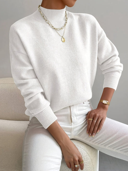 Women's Knitted Long Sleeve Stand Collar Jumper
