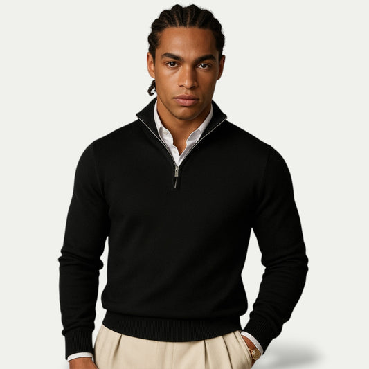Men's Knitted Long Sleeve Half Zip Jumper