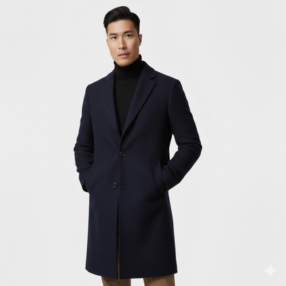 Men's Slim Fit Lapel Collar Single Breasted Button Front Winter Coat