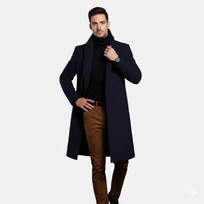 Men's Slim Fit Lapel Collar Single Breasted Button Front Winter Coat