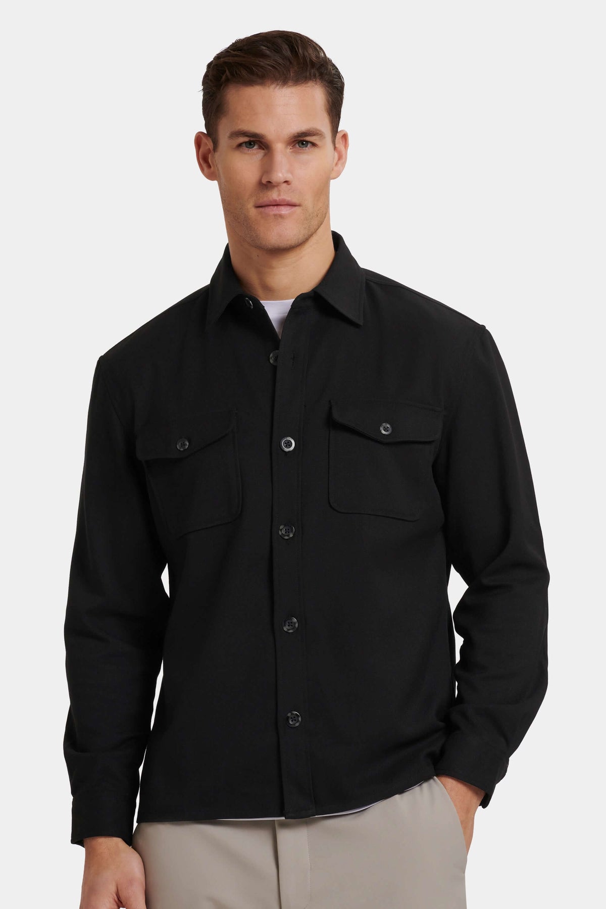 Men's Stretch Long Sleeve Patch Pocket Overshirt