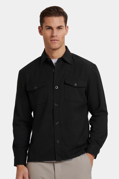 Men's Stretch Long Sleeve Patch Pocket Overshirt