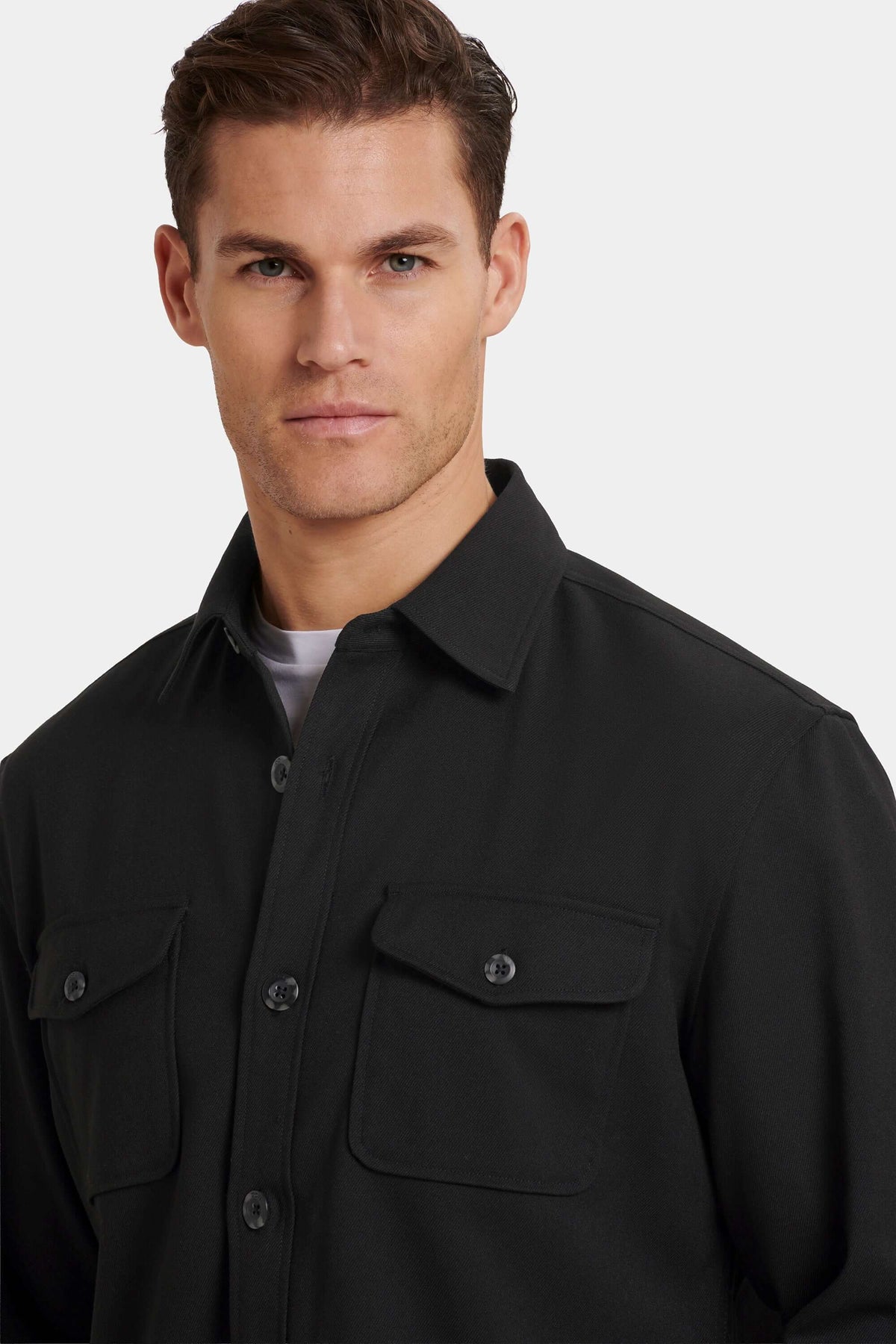 Men's Stretch Long Sleeve Patch Pocket Overshirt