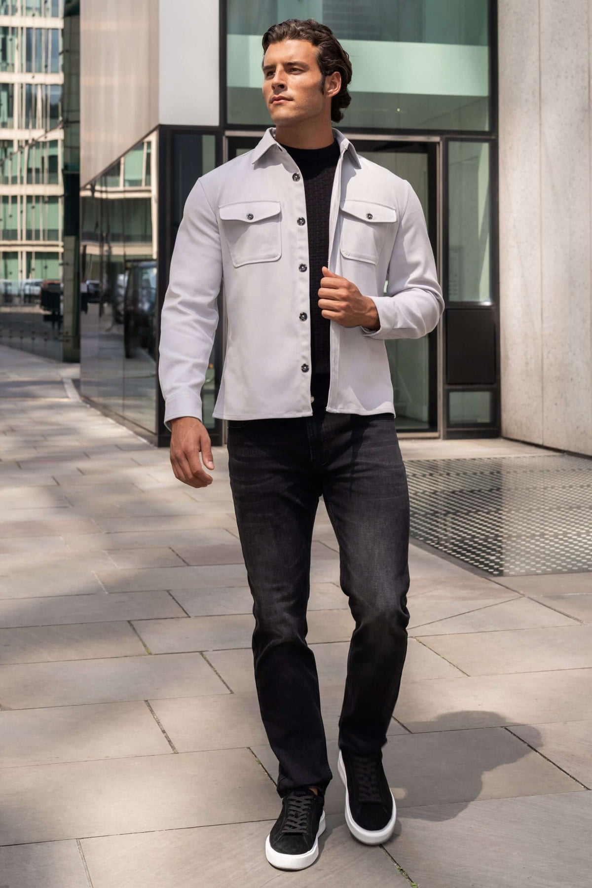 Men's Stretch Long Sleeve Patch Pocket Overshirt