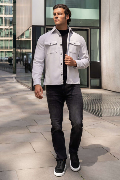 Men's Stretch Long Sleeve Patch Pocket Overshirt