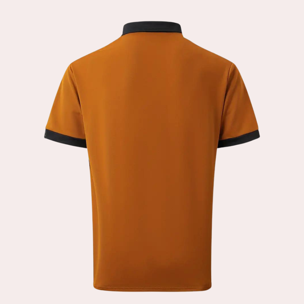 Men's Orange Relaxed Fit Short Sleeve Casual Polo Shirt