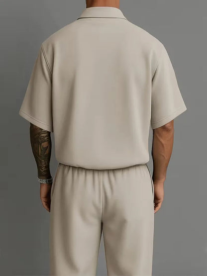 Men's Relaxed Fit Short Sleeve Casual Two Piece Set