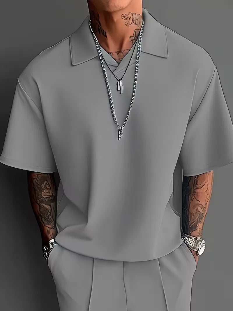 Men's Relaxed Fit Short Sleeve Casual Two Piece Set
