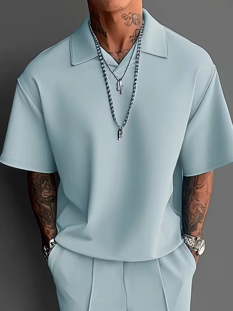 Men's Relaxed Fit Short Sleeve Casual Two Piece Set