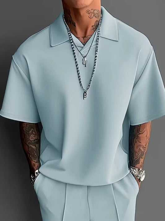Men's Relaxed Fit Short Sleeve Casual Two Piece Set