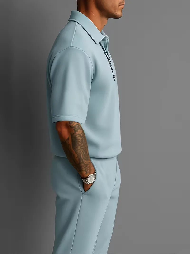 Men's Relaxed Fit Short Sleeve Casual Two Piece Set