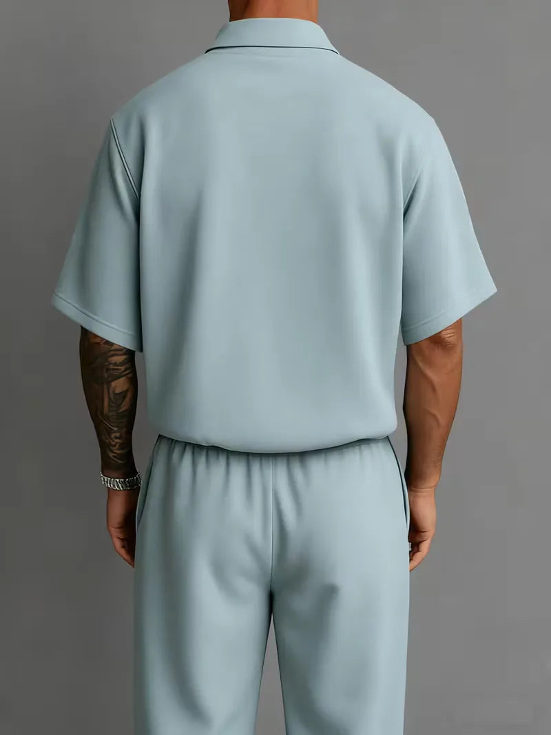 Men's Relaxed Fit Short Sleeve Casual Two Piece Set