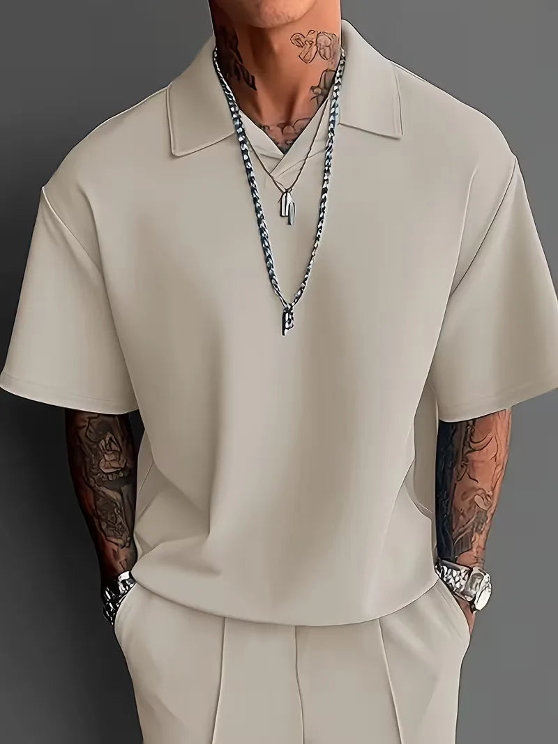 Men's Relaxed Fit Short Sleeve Casual Two Piece Set
