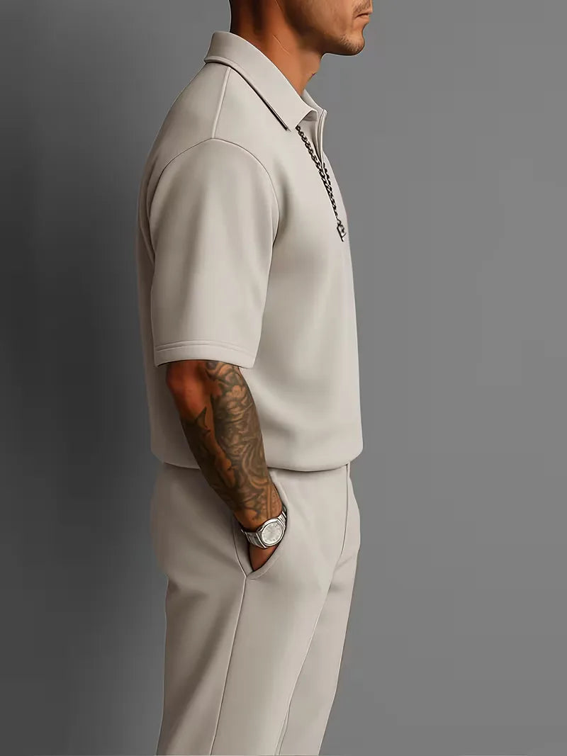Men's Relaxed Fit Short Sleeve Casual Two Piece Set