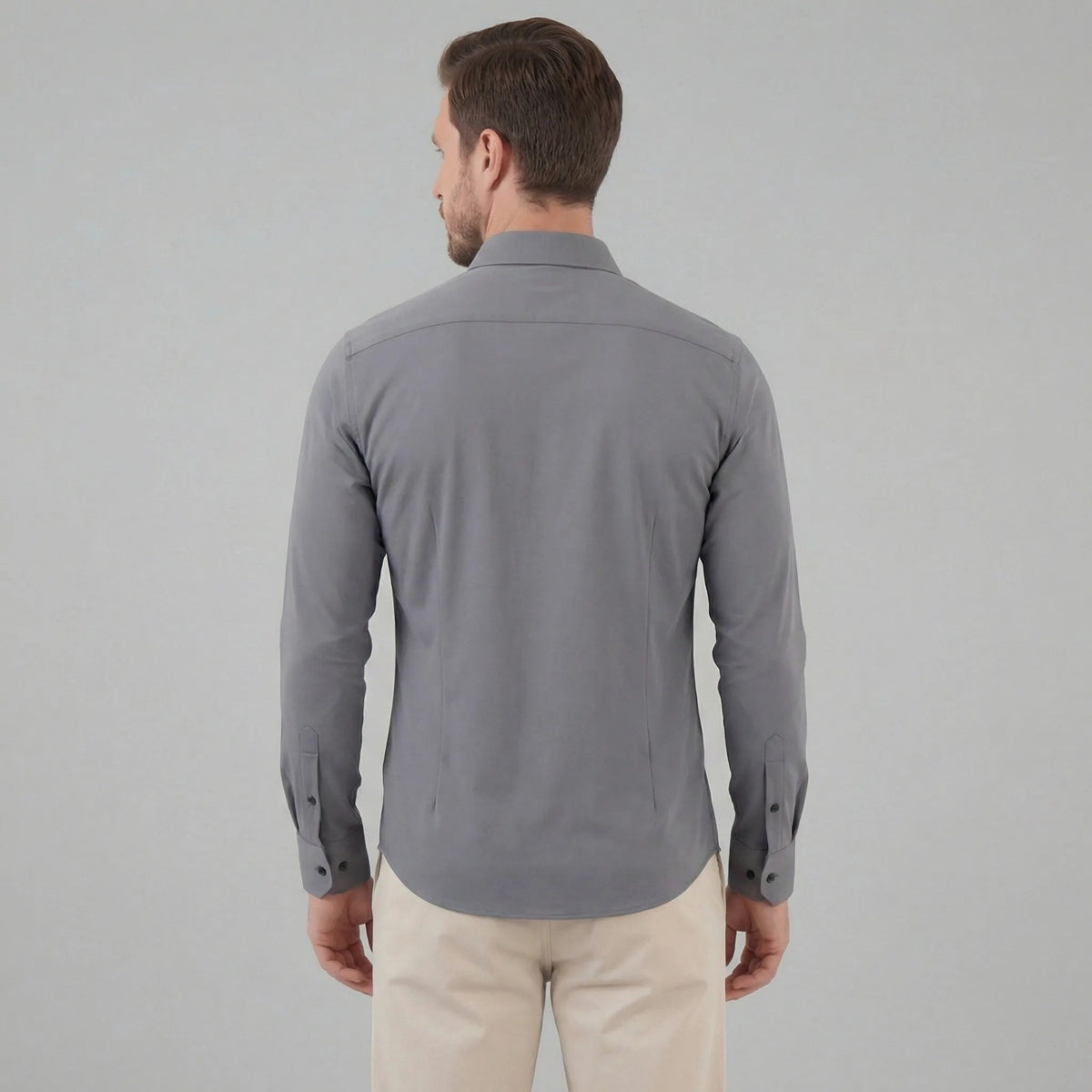 Men's Slim Fit Mandarin Collar Long Sleeve Button Front Shirt