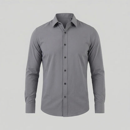 Men's Slim Fit Mandarin Collar Long Sleeve Button Front Shirt