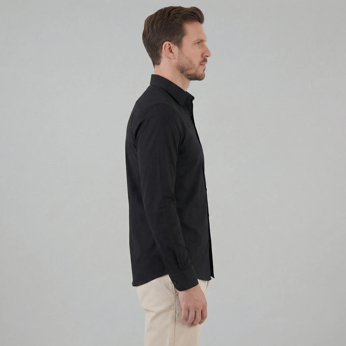 Men's Slim Fit Mandarin Collar Long Sleeve Button Front Shirt