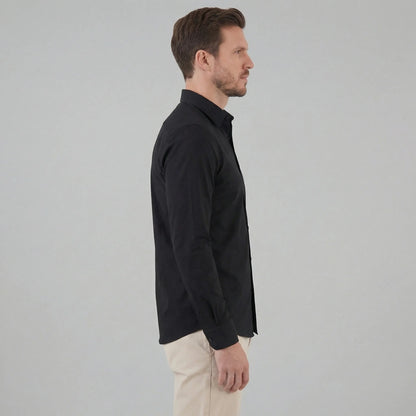 Men's Slim Fit Mandarin Collar Long Sleeve Button Front Shirt