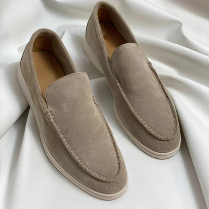 Men's Contrast Sole Slip On Casual Loafers in Khaki